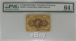 5 Cent Premier Numéro Fractional Currency Fr # 1230 Pmg Choix Unc 64 Epq (018)