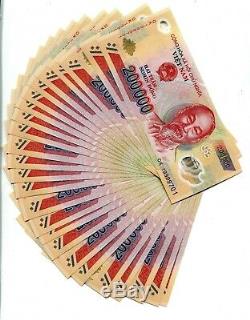 5 M Dong Monnaie = 25 X 200000 200000 Dong Vietnam Billet Unc