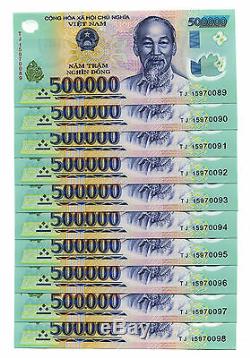 5 Millions De Dong Banknote = 10 X 500 000 500000 Dong Vietnam Billets De Ville Unc