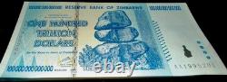 5 Zimbabwe 100 Trillion Dollars 2008 AA P-91 Billet de banque Neuf UNC Monnaie Zim avec COA