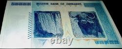 5 Zimbabwe 100 Trillion Dollars 2008 AA P-91 Billet de banque Neuf UNC Monnaie Zim avec COA