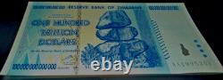 5 Zimbabwe 100 Trillions de Dollars 2008 AA P-91 Billet de Banque Neuf UNC Monnaie Zim avec COA