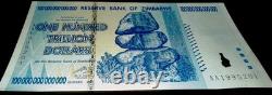 5 Zimbabwéens 100 Trillions de Dollars 2008 AA P-91 Billet de Banque Neuf UNC Monnaie Zim avec COA