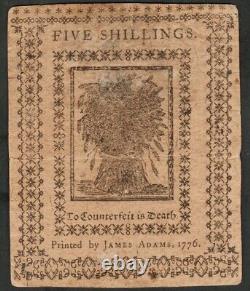 5 janvier 1776 Monnaie continentale DE-77 PCGS 53 Presque non circulée (A6)