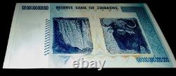 5 x DOLLARS ZIMBABWEENS AUTHENTIQUES 100 TRILLIONS 2008 AA P91 UNC UV PASSÉ COA