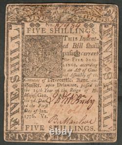 5s 1er janvier 1776 Monnaie continentale DE-77 PCGS 53 À peu près UNC (A6)
