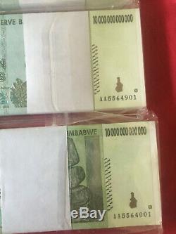 600 Zimbabwe 10 000 Milliards De Dollars Unc Consec Billets De Banque Aa 2008 100t Series