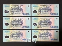 6 X 500 000 Vietnam Dong Money Polymeres Billets De Billets Millions De Vietnamiens Unc