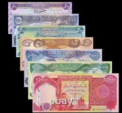 7pcs Iraqi Iraq 50 5000 10000 25000 Dinars Dollars Banque Monnaie Unc P90-96
