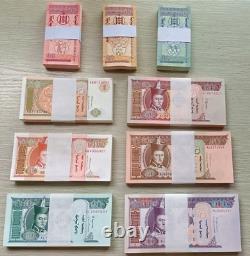 9x100pc 1993-2019 Mongolie 1 5 10 20 50 100 Tugrik Banknote Monnaie Unc Bundle