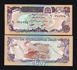 Afghanistan 20 AFGHANIS P-56 1979 x 100 Pcs LOT de LIASSE NEUF Billet de Monnaie Mondiale