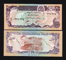 Afghanistan 20 AFGHANIS P-56 1979 x 100 Pcs LOT de LIASSE NEUF Billet de Monnaie Mondiale