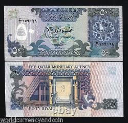 Agence Monétaire du Qatar 50 Riyals P10 1980 Bateau UNC Rare Billet de Banque Mondial