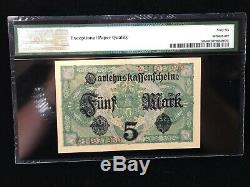 Allemagne 1917 5 Mark Etat Prêt Monnaie Banknote Pmg Gem Unc. 66 Epq (980)