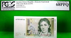 Allemagne 5 Deutsche Mark 1991 République Fédérale Gem Unc Pick 37 Valeur 320 $