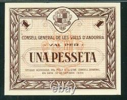 Andorre 1 PESETA P-6 1936 GUERRE CIVILE Billet UNC (ESPAGNE / FRANCE)