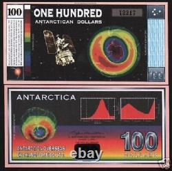 Antarctique 100 Dollars 2001 Ozone Space Map Unc Monnaie Billet de banque