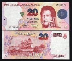 Argentine 20 PESOS P-343 A 1993 BATTLESHIP LIBERTY UNC Billet de monnaie argentin