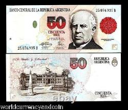 Argentine 50 Pesos P-344 B 1995 Sarmiento Unc Buenos Aires Latino Note Monétaire