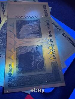 Authentique Zimbabwe 100 x 100 billions de dollars, billet UNC, AA/2008, P-91, UV+