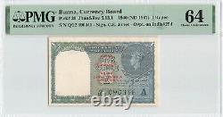 BIRMANIE 1 Rupee 1940 (ND 1947), P-30 Currency Board, PMG 64 Choice UNC, Rare