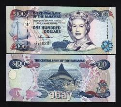 Bahamas 100 DOLLARS P-67 2000 Reine Elizabeth QEII Angleterre UNC Navire Devise
