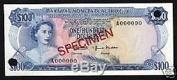 Bahamas 100 Dollars P33 1968 Queen Rare Specimen Unc Currency Billets De Banque
