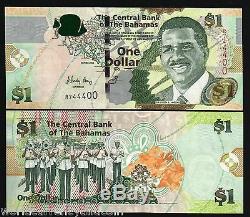 Bahamas 1 Dollar P71 2008 Bundle Police Band Unc Monnaie Argent 100 Banknote Lot