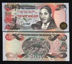 Bahamas 20 DOLLAR P-65 2000 Monnaie mondiale rare Bahaméenne UNC de Carrosse à cheval
