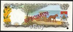 Bahamas 20 Dollars P31s 1968 Échantillon De Reine Unc Monnaie Monnaie Banque Note