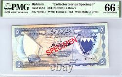 Bahreïn 5 dinars 1964 SPÉCIMEN PMG 66 Gem UNC EPQ Pick-5CS1