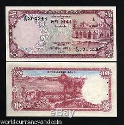 Bangladesh 10 Taka P16 1977 Récolte Mosquée Tiger Unc Rare Bill Monnaie Banknote