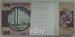 Banque Étrangère Papier Note Argent Monnaie Brésil 100 Cruzeiros 100 Note Paquet Unc