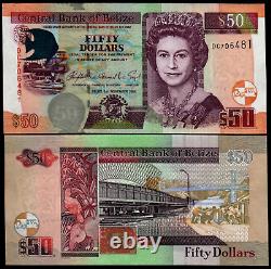 Belize 50 DOLLARS P-70 2006 Reine Elizabeth II ? UNC Note de monnaie mondiale Poisson Bateau