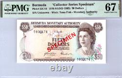 Bermudes 50 Dollars 1978-84 ÉCHANTILLON PMG 67 Superbe Gem UNC EPQ Pick-32CS1