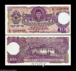 Bhoutan 10 NGULTRUM P-3 1974 Rare 1ère Émission Bhoutanaise UNC Billet de Banque Mondial