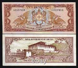Bhoutan 5 NGULTRUM P-7 1981 Grande Taille Bhoutanaise C/1 UNC Monnaie Mondiale Rare NOTE