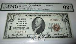 Billet De Banque National En Monnaie Nationale De 1929 Elverson, Pennsylvanie, Pennsylvanie, Projet De Loi N ° 10775 Unc63