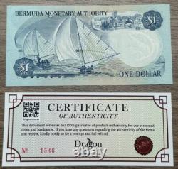 Billet de 1 Dollar des Bermudes 1976 QEII UNC REMPLACEMENT BILLET Z CURRENCY rare