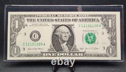 Billet de 1 dollar américain avec numéro de série fantaisie Unc True Binary Note11101100