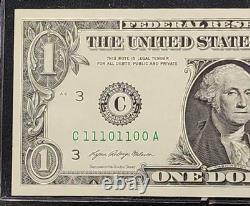 Billet de 1 dollar américain avec numéro de série fantaisie Unc True Binary Note11101100