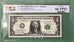 Billet de 1 dollar presque solide numéro de série fantaisie binaire gemme de monnaie ? UNC 66 PPQ