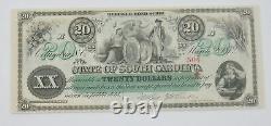 Billet de 20 dollars de l'État de Caroline du Sud de 1872, billet de monnaie obsolète en UNC