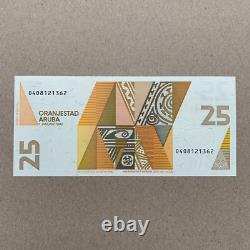 Billet de 25 Florins d'Aruba 1990 UNC P8 Note de Monnaie Arubaine au Design Abstrait