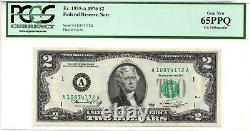 Billet de 2 dollars de la Réserve fédérale de 1976 Boston Mass Série A10874171a & 172 Pcgs-64 Non circulé