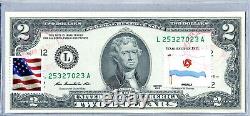 Billet de 2 dollars en papier monnaie des États-Unis, non circulé, drapeau de la Réserve fédérale de la Banque d'Anguilla