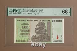 Billet de 50 billions de dollars du Zimbabwe PMG 66 EPQ 2008 Pick 90 Neuf de qualité gemme UNC