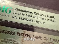 Billet de 50 billions de dollars du Zimbabwe PMG 66 EPQ 2008 Pick 90 Neuf de qualité gemme UNC