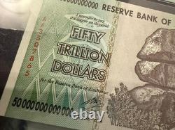 Billet de 50 billions de dollars du Zimbabwe PMG 66 EPQ 2008 Pick 90 Neuf de qualité gemme UNC
