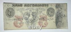 Billet de 5 $ de la Stonington Bank, Connecticut, monnaie obsolète de 1800, UNC